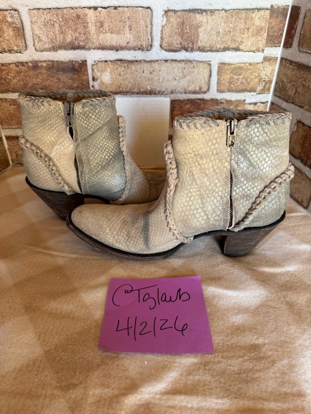 Old Gringo Beige Braided Sheepskin Boots sheep’s 8.5 final markdown - Picture 4 of 7